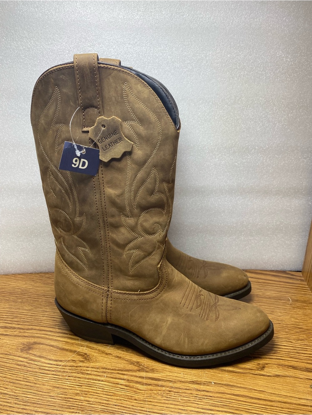 Masterson Boot Co Cowboy Western Boots Men Size 9 D Tan Distress Leather Pull On